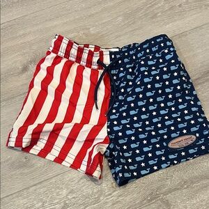 Vineyard Vines Kids Striped Red and Starry Blue Shorts